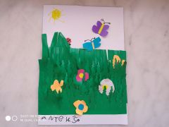 ilustracja do wpisu 
MĄDRE SÓWKI- ,, Majowa łąka" prace plastyczne